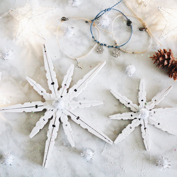 Clothes Pin Snowflakes