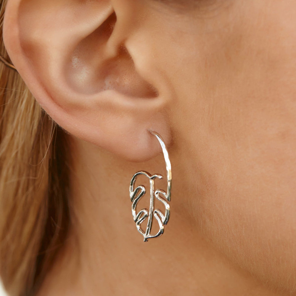 Palm Leaf Hoop Earrings 3