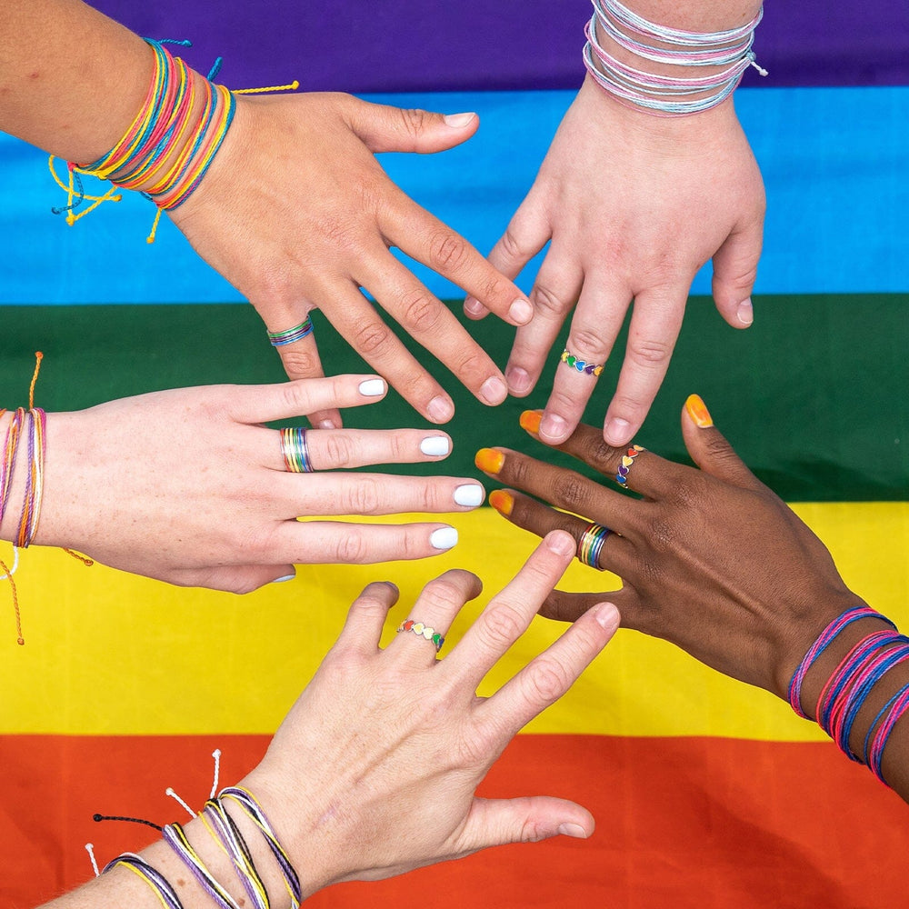 Rainbow Heart Band Ring 7