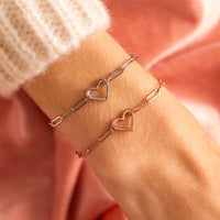 Open Heart Paperclip Chain Bracelet Gallery Thumbnail