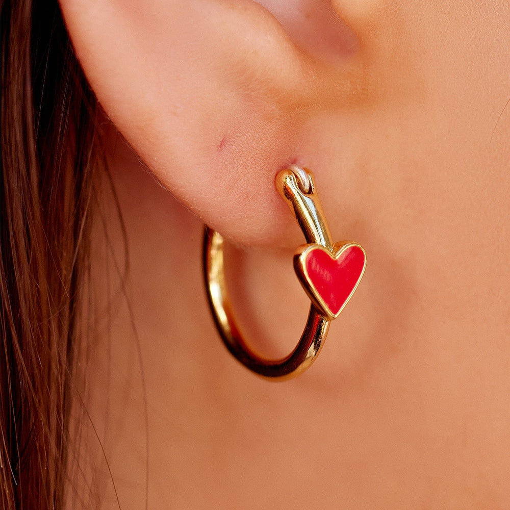 Petite Heart Hoop Earrings 3