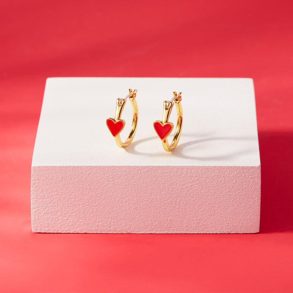 Petite Heart Hoop Earrings 6