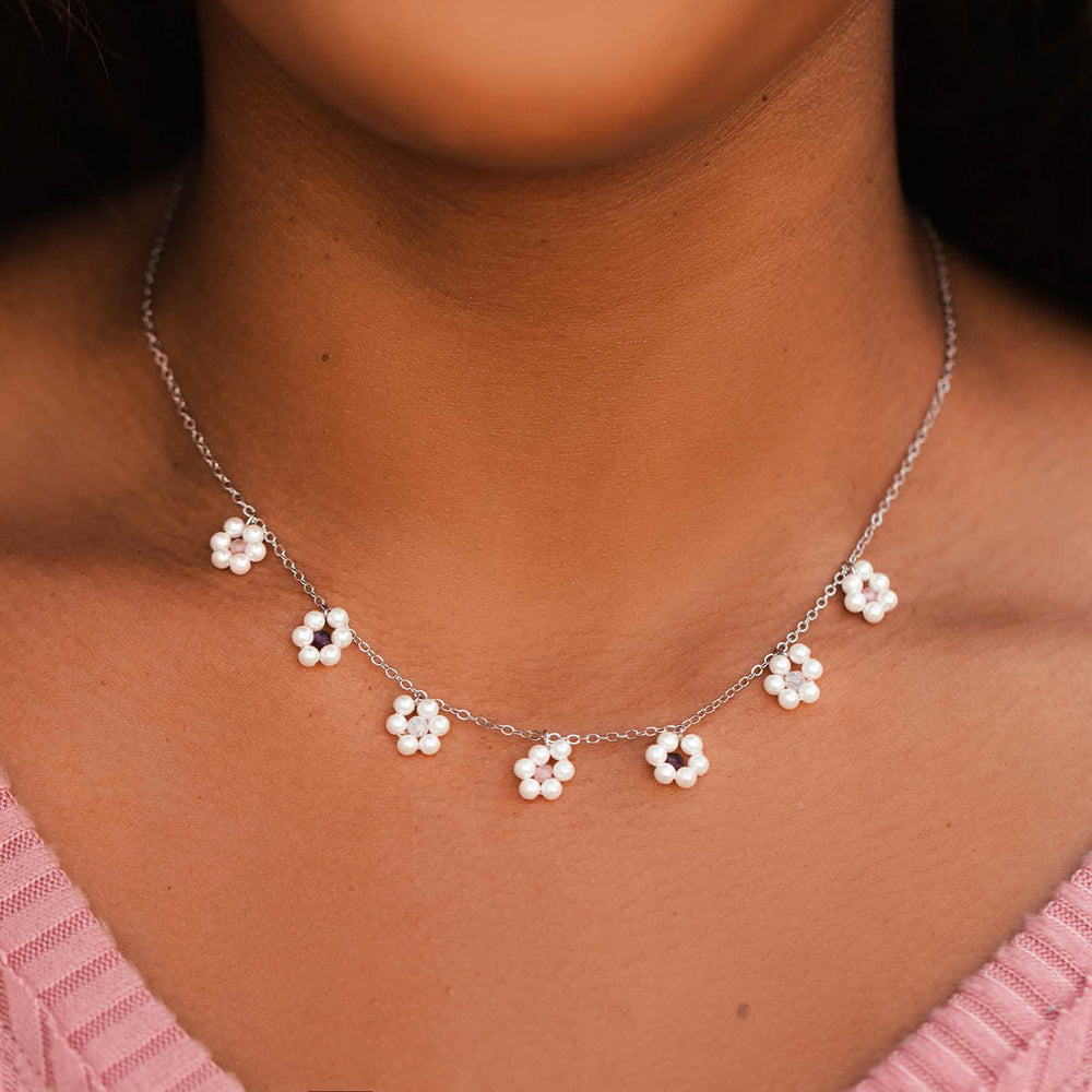 Bitty Pearl Flower Choker 2