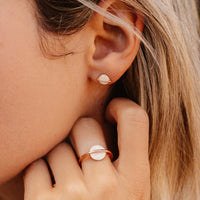 Rose Gold Opal Saturn Stud Earrings Gallery Thumbnail