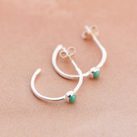 Stone Hoop Stud Earrings Gallery Thumbnail