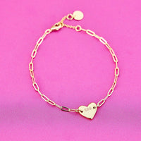 Engravable Heart Paperclip Chain Bracelet Gallery Thumbnail