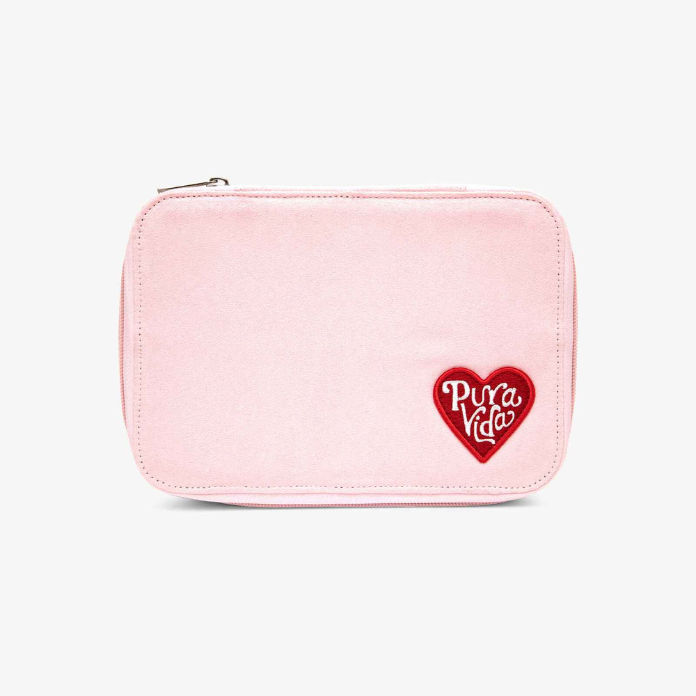 Large Pink Velvet Jewelry Case 1