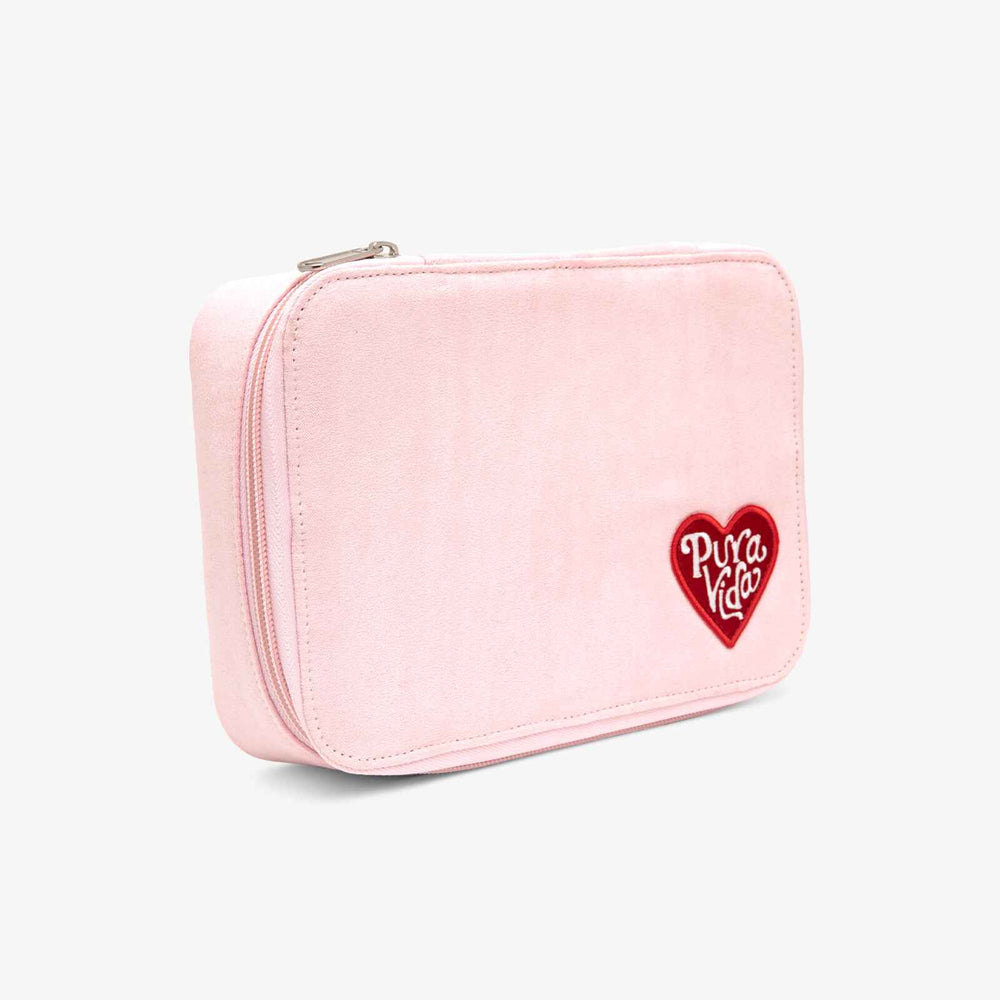 Large Pink Velvet Jewelry Case 2