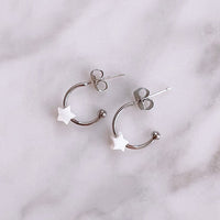 Pearlized Star Bead Hoop Earrings Gallery Thumbnail