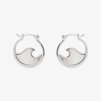 Mother of Pearl Mini Wave Hoop Earrings Gallery Thumbnail