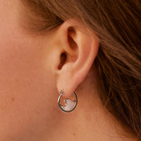 Mother of Pearl Mini Wave Hoop Earrings Gallery Thumbnail