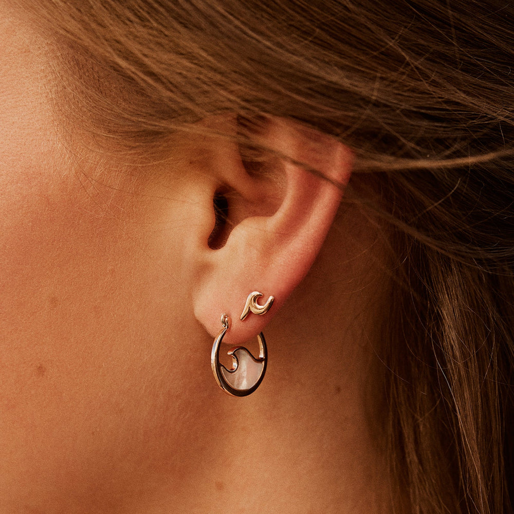 Mother of Pearl Mini Wave Hoop Earrings 7