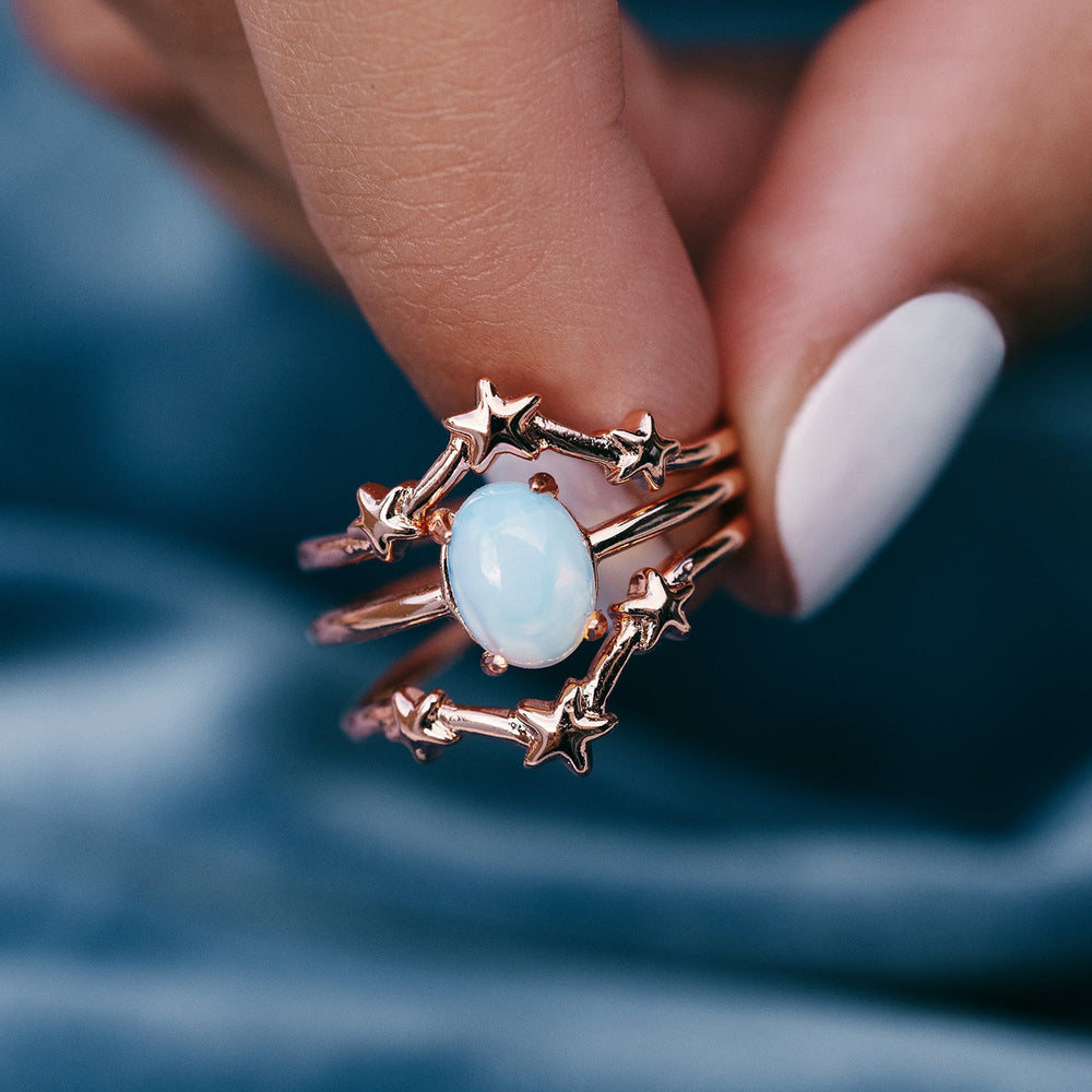 Moonstone Stars Ring Stack 3