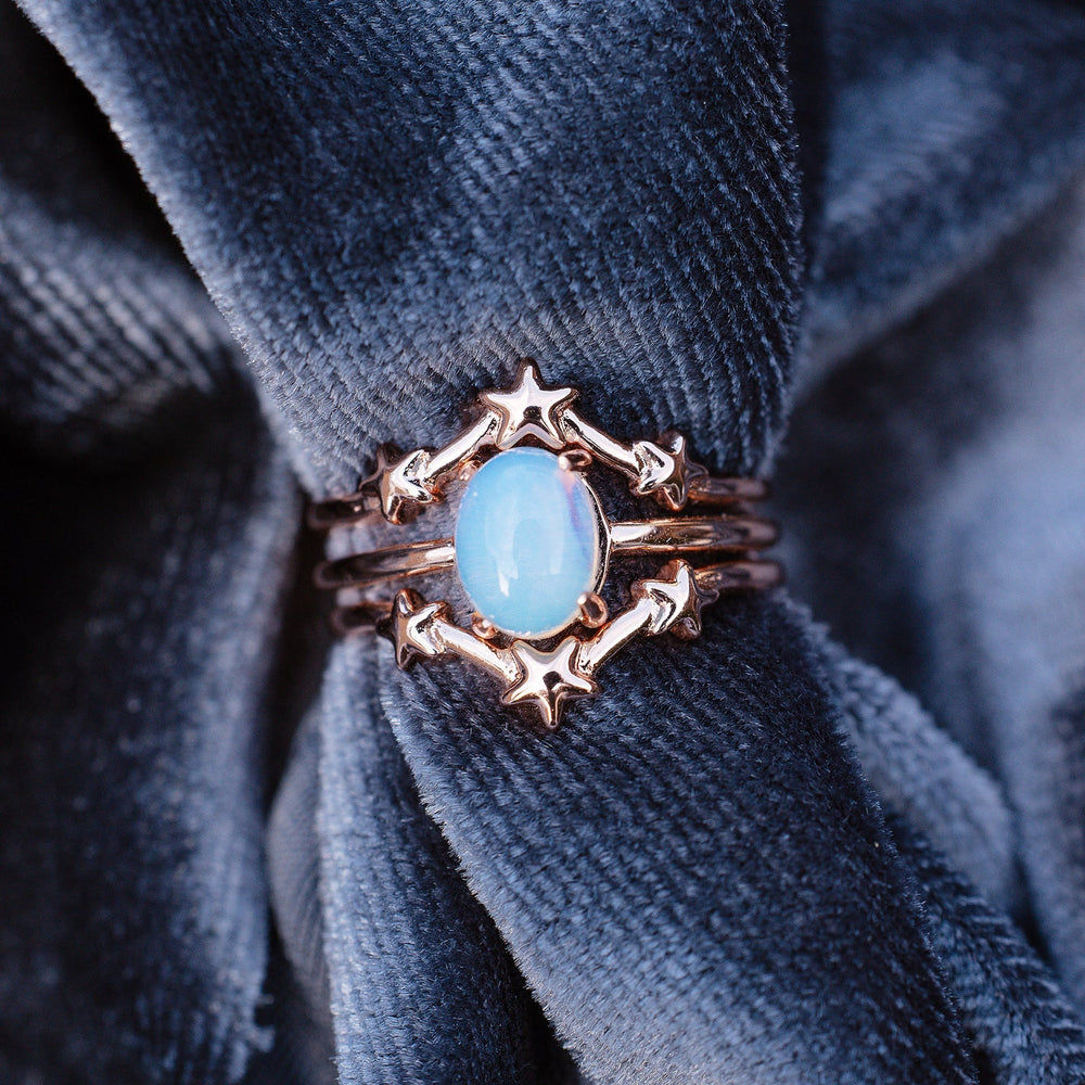 Moonstone Stars Ring Stack 5