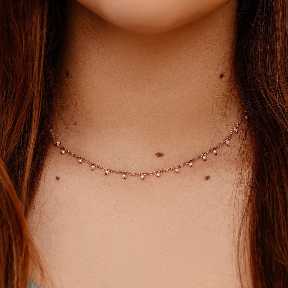 Hanging Pearl Beaded Choker 4