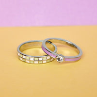 Checkerboard Ring Set Gallery Thumbnail