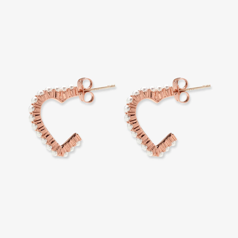 Pavé Pearl Heart Hoop Earrings 1