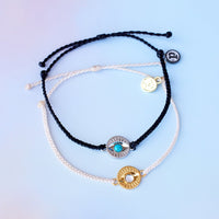 Gemstone Eye Coin Charm Bracelet Gallery Thumbnail