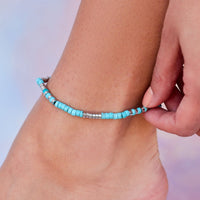 Turquoise Bead Stretch Anklet Gallery Thumbnail