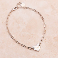 Engravable Heart Paperclip Chain Bracelet Gallery Thumbnail