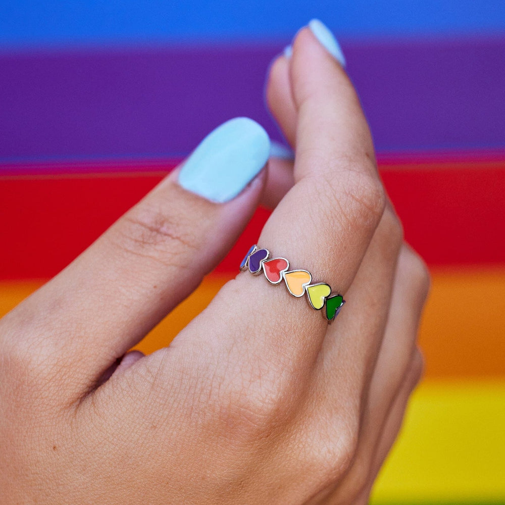 Rainbow Heart Band Ring 2