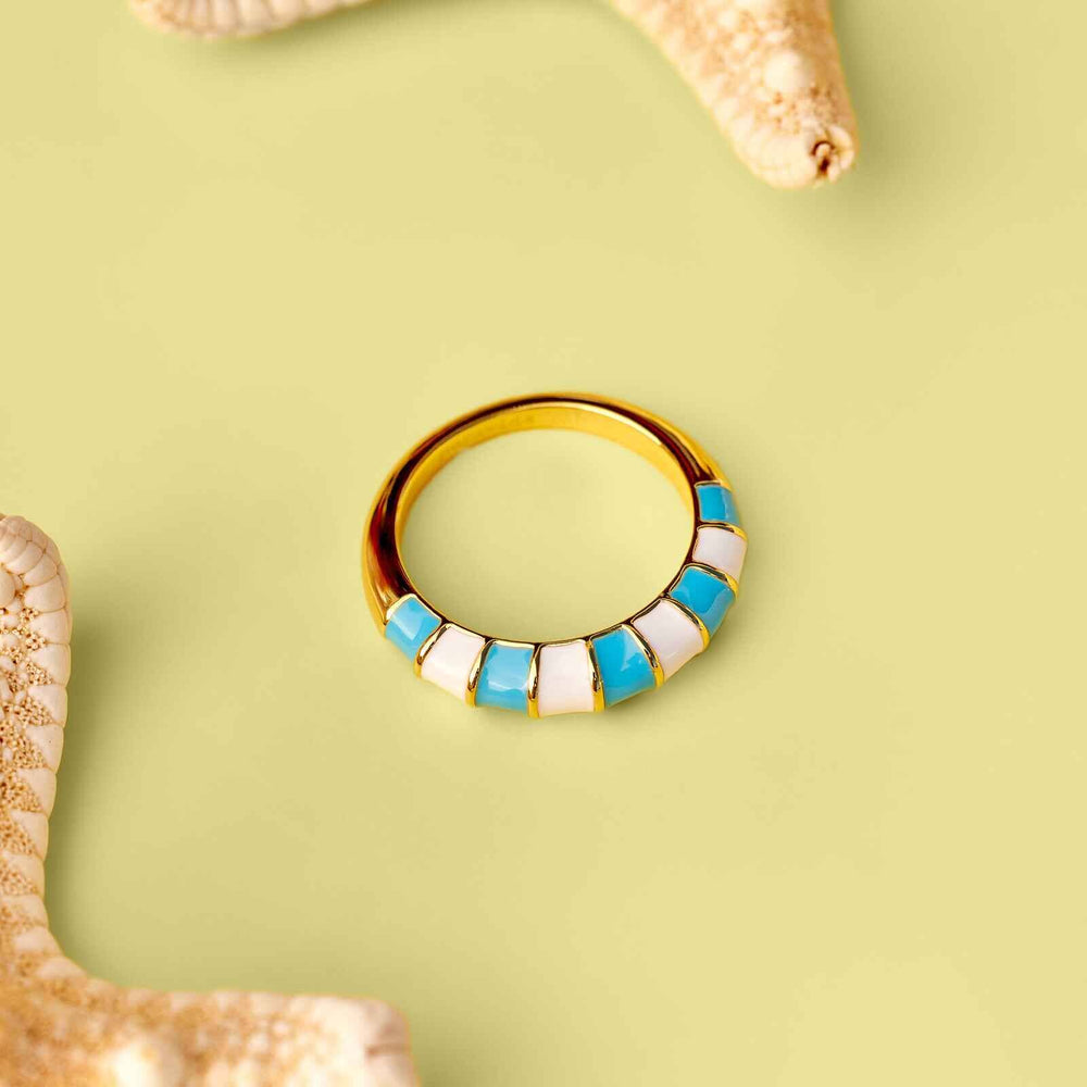 Striped Enamel Gold Ring 4