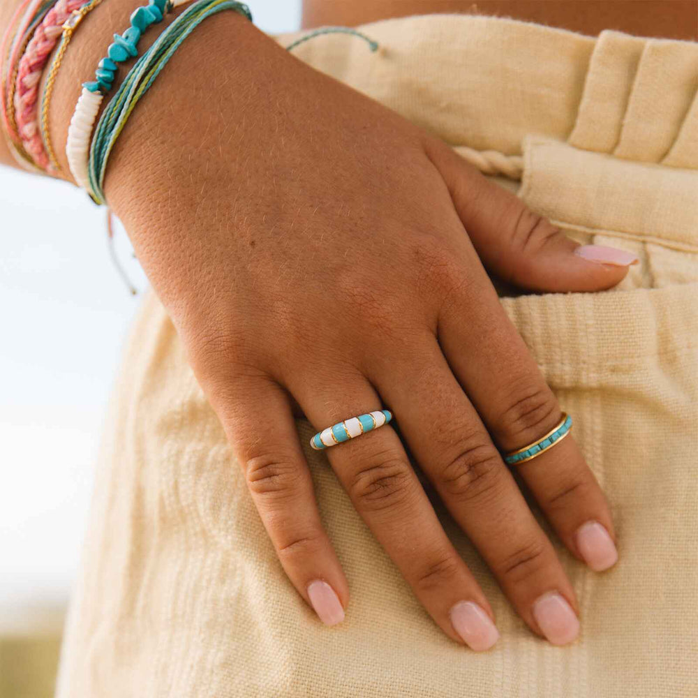 Striped Enamel Gold Ring 6