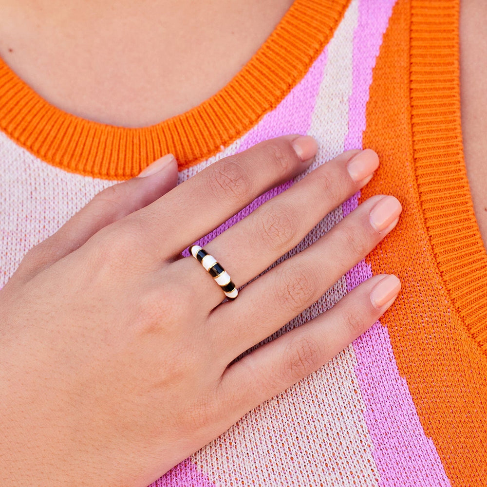 Striped Enamel Ring 7