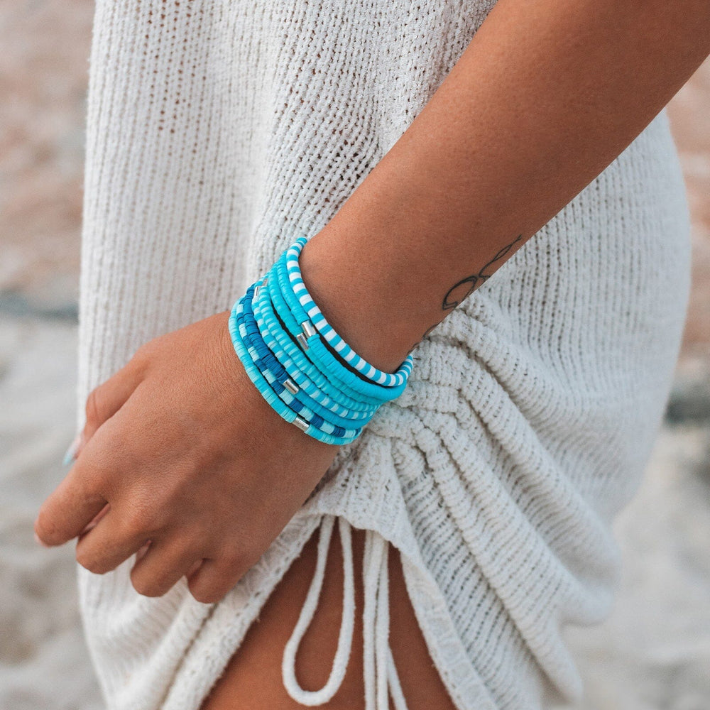 Blue Wave Stretch Bracelet Set of 8 3