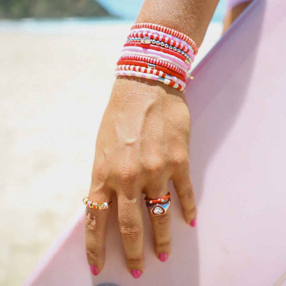 Vacation Vibes Pink Moment Stretch Bracelet Set of 8 8