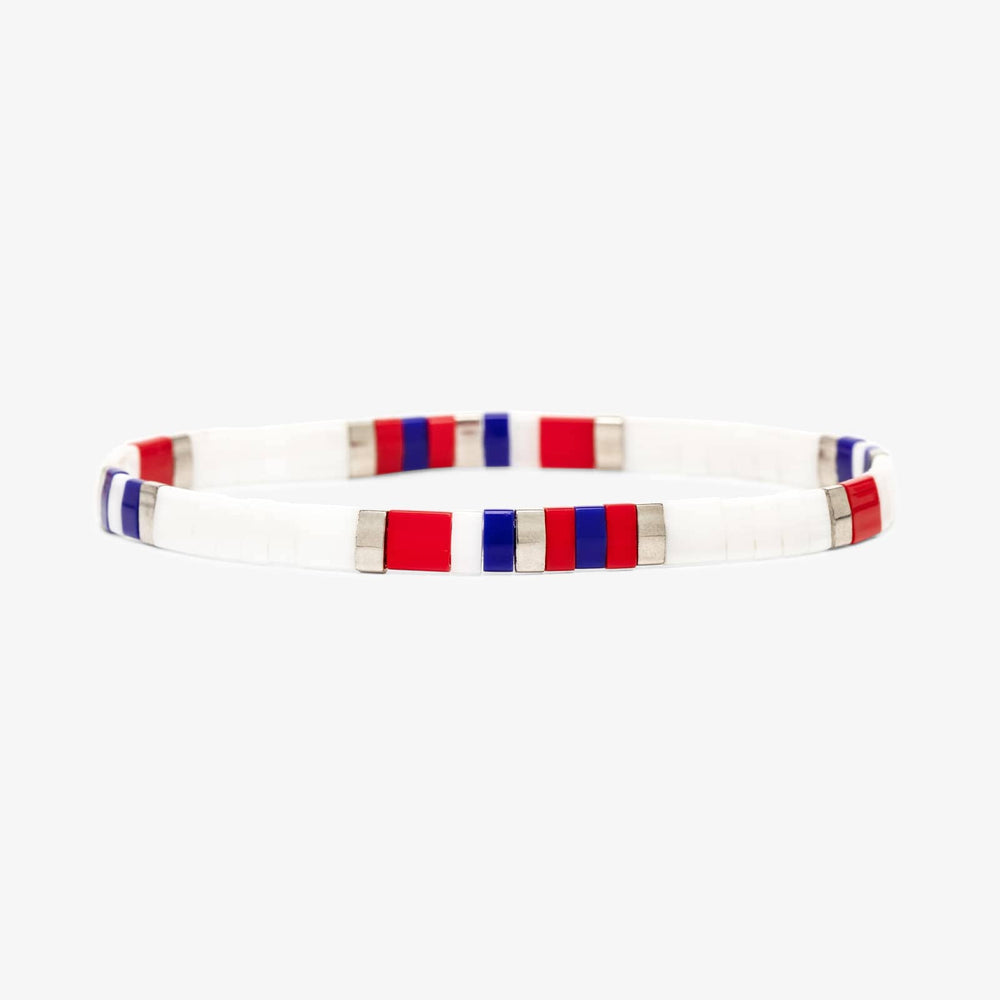 Fourth of July Tile Bead Stretch Bracelet 1