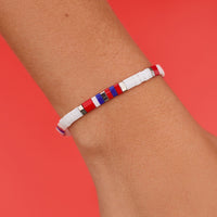 Fourth of July Tile Bead Stretch Bracelet Gallery Thumbnail