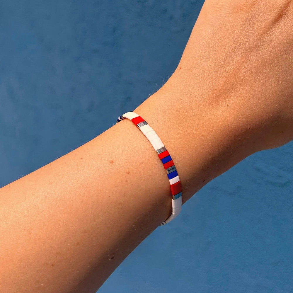 Fourth of July Tile Bead Stretch Bracelet 6