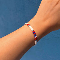 Fourth of July Tile Bead Stretch Bracelet Gallery Thumbnail