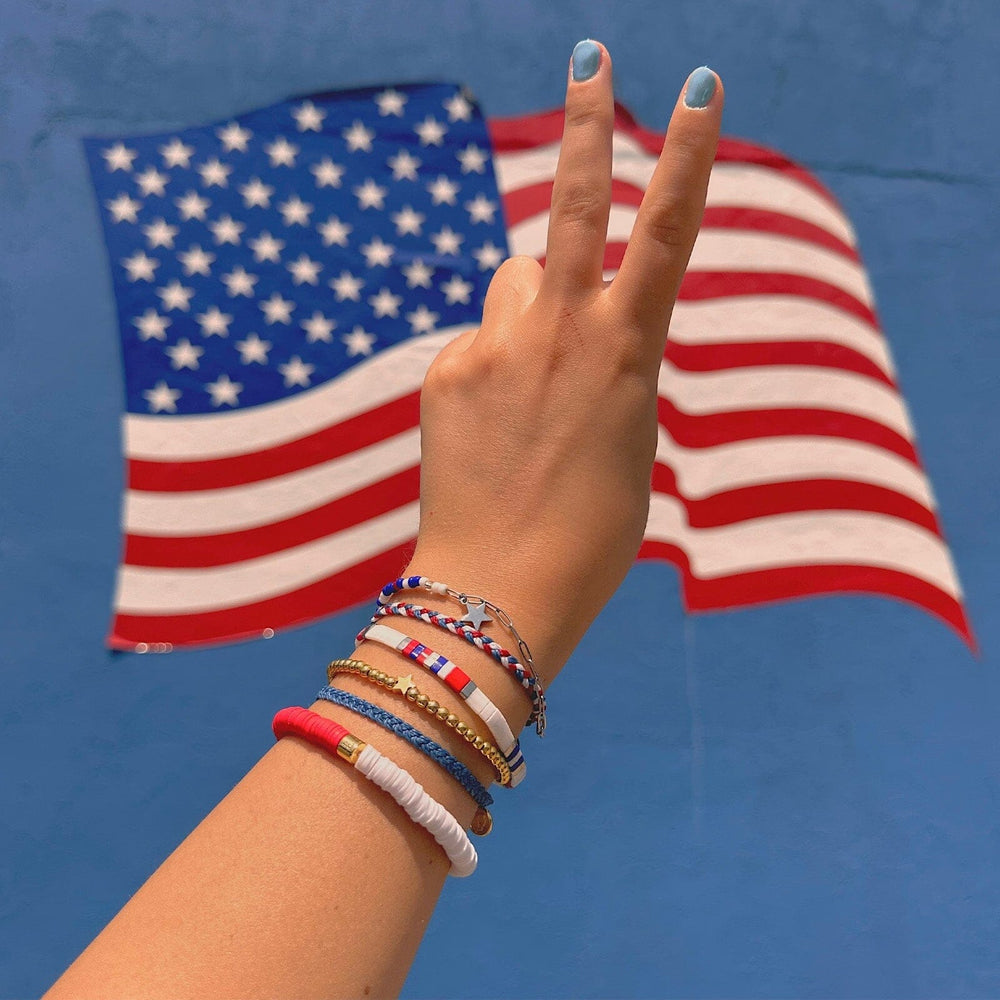 Fourth of July Tile Bead Stretch Bracelet 3