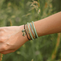 Heishi Disc & Metal Bead Stretch Bracelet Gallery Thumbnail