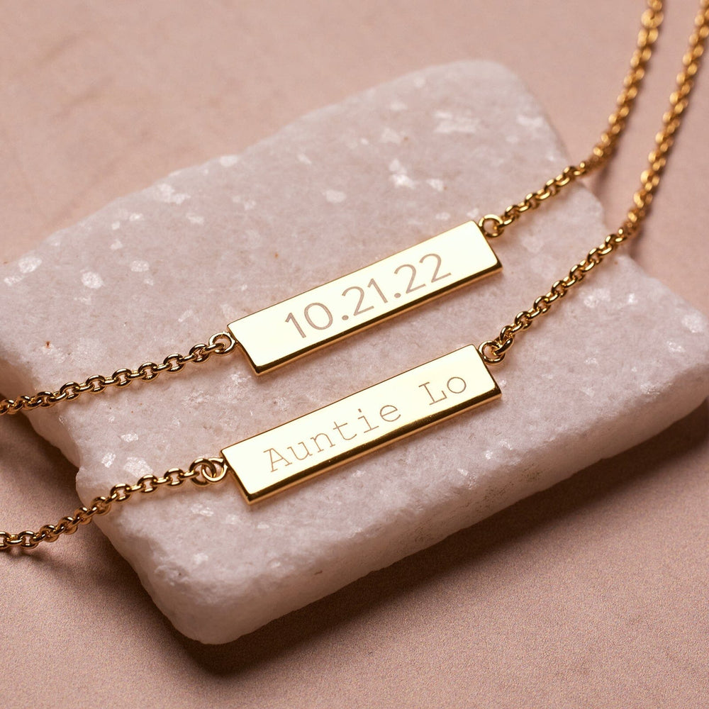 Demi-Fine Engravable Bar Necklace 5