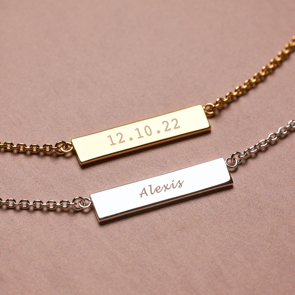 Demi-Fine Engravable Bar Necklace 14