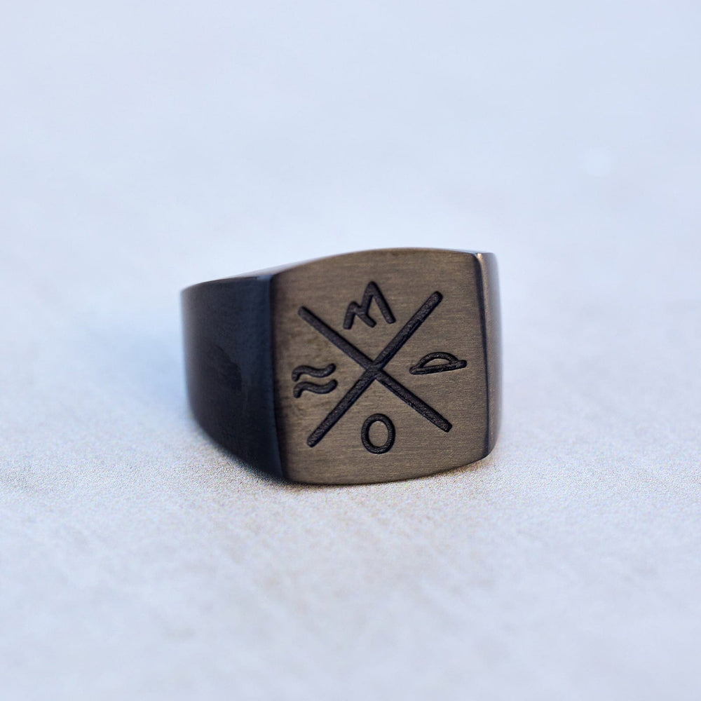 Men's Compass Signet Ring 18