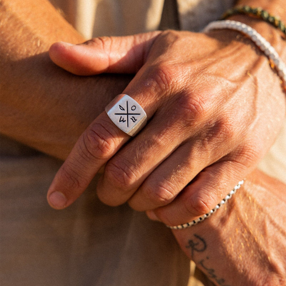 Men's Compass Signet Ring 5