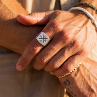 Men's Compass Signet Ring Gallery Thumbnail