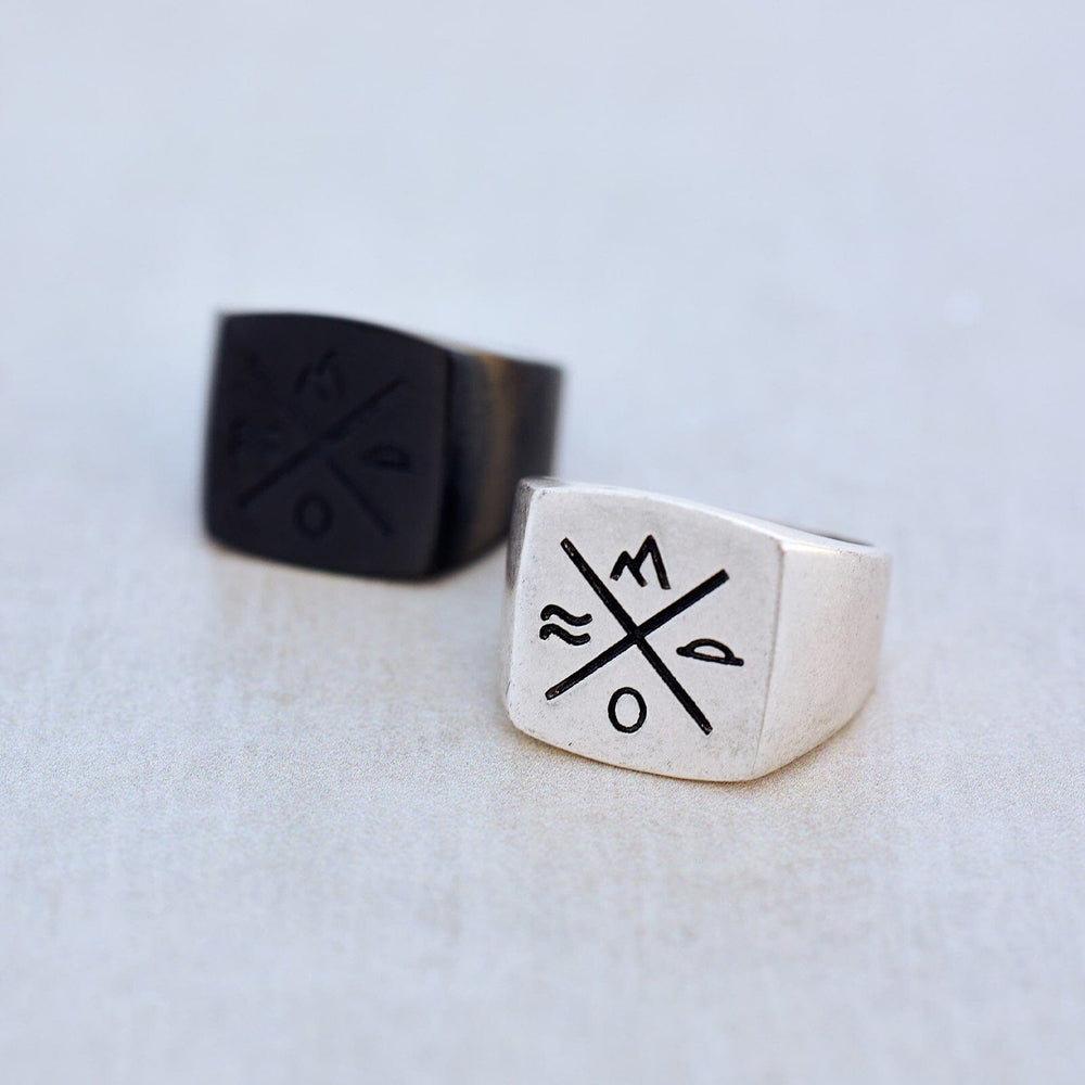 Men's Compass Signet Ring 6