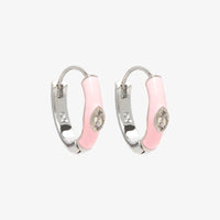 Boarding for Breast Cancer Enamel Hoop Earrings Gallery Thumbnail