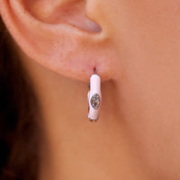 Boarding for Breast Cancer Enamel Hoop Earrings Gallery Thumbnail