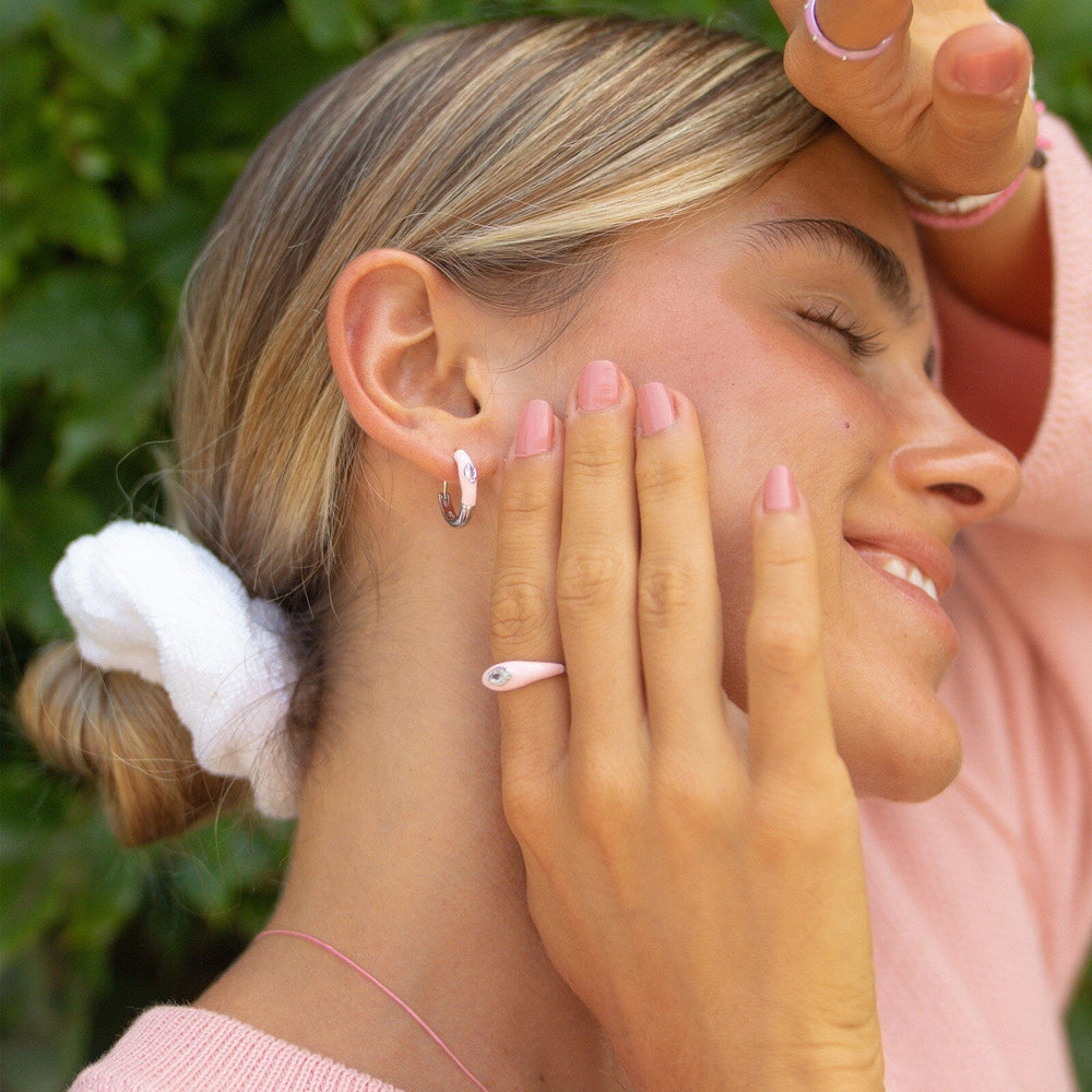 Boarding for Breast Cancer Enamel Hoop Earrings 4