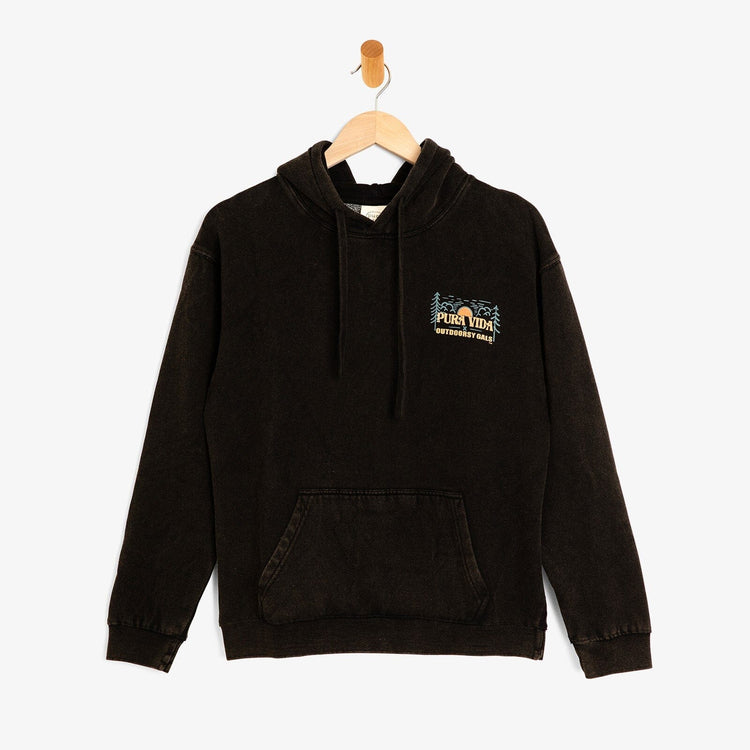 Black Stone Wash Outdoorsy Gals Hoodie