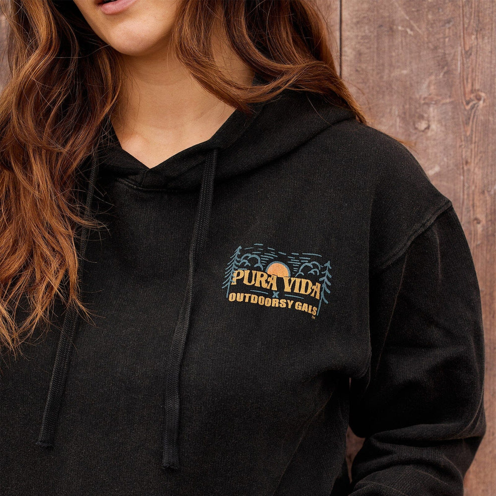 Black Stone Wash Outdoorsy Gals Hoodie 6