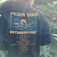 Black Stone Wash Outdoorsy Gals Hoodie Gallery Thumbnail