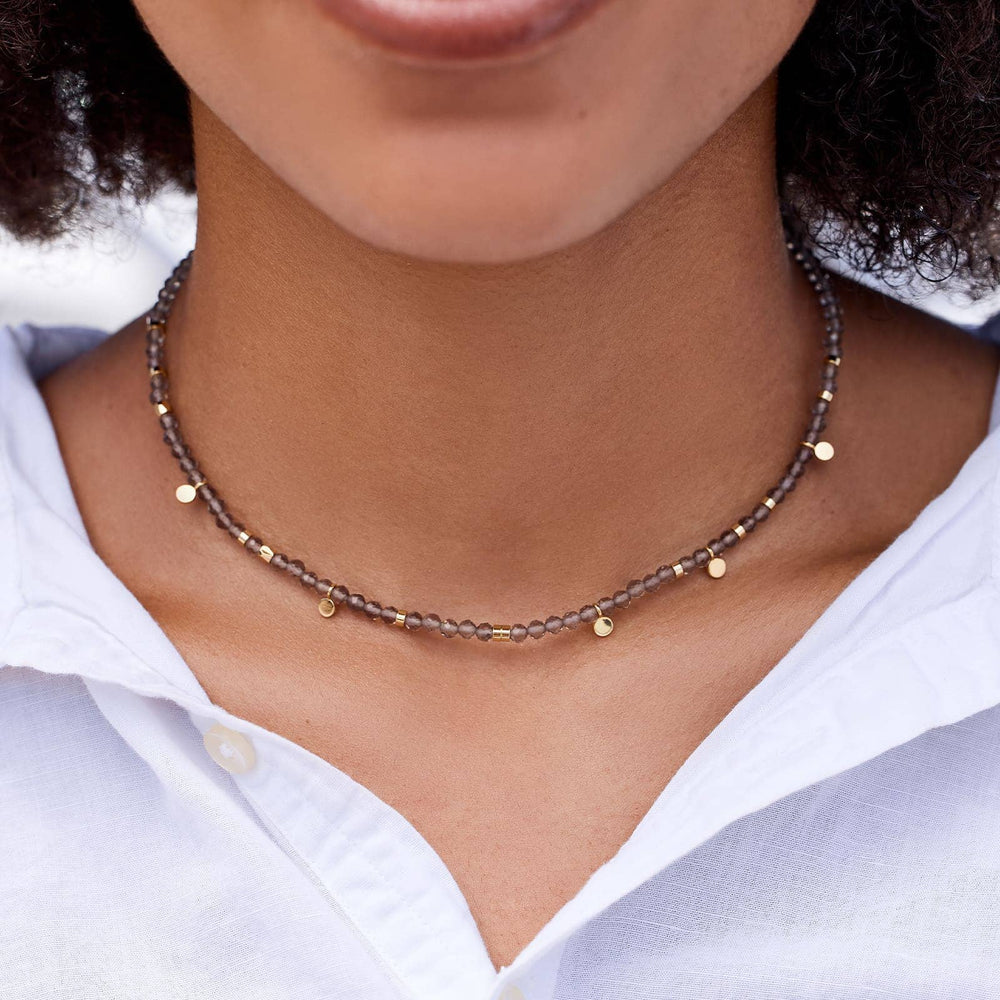 Smokey Quartz Beaded Choker 3