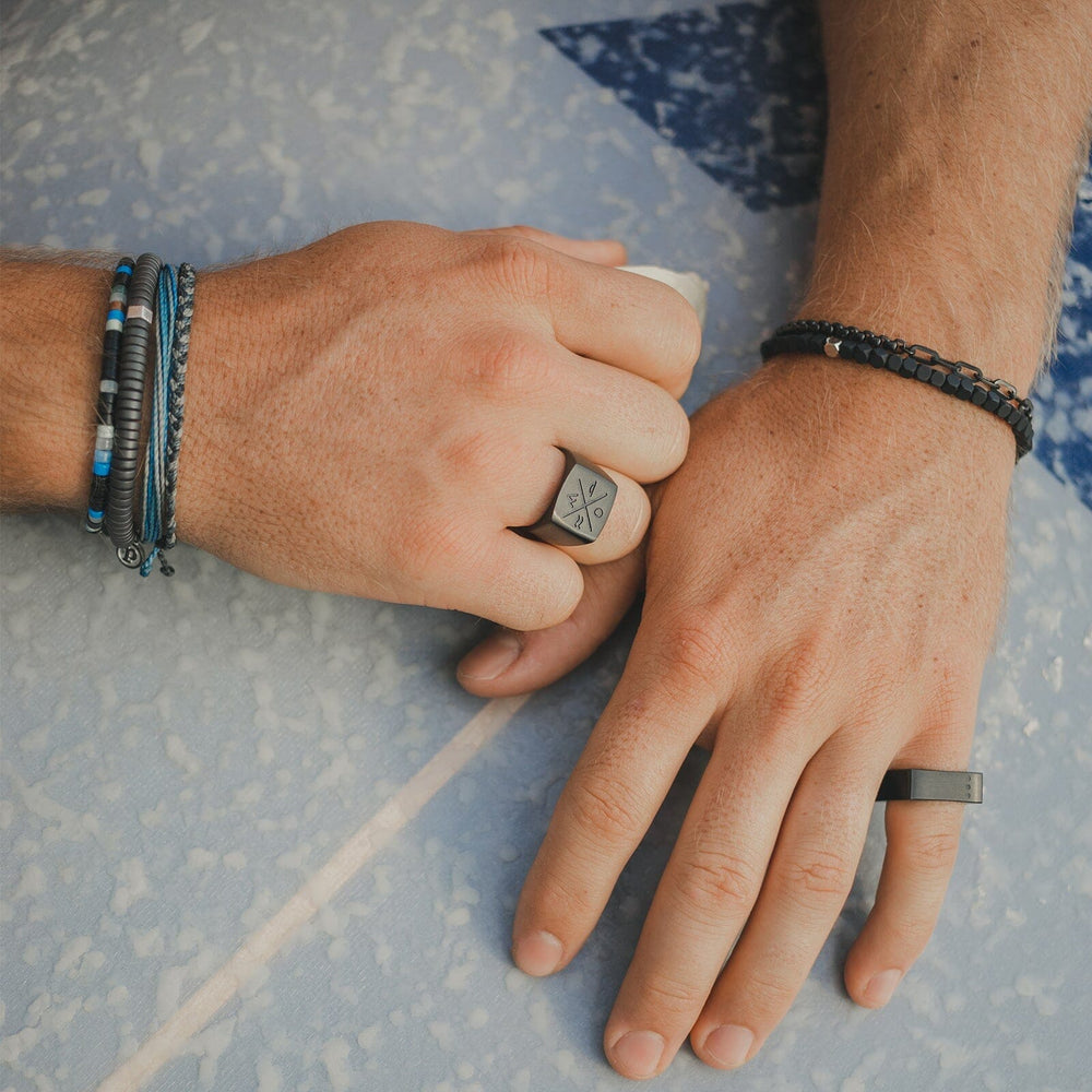 Men's Black Gunmetal Stone Bracelet 7